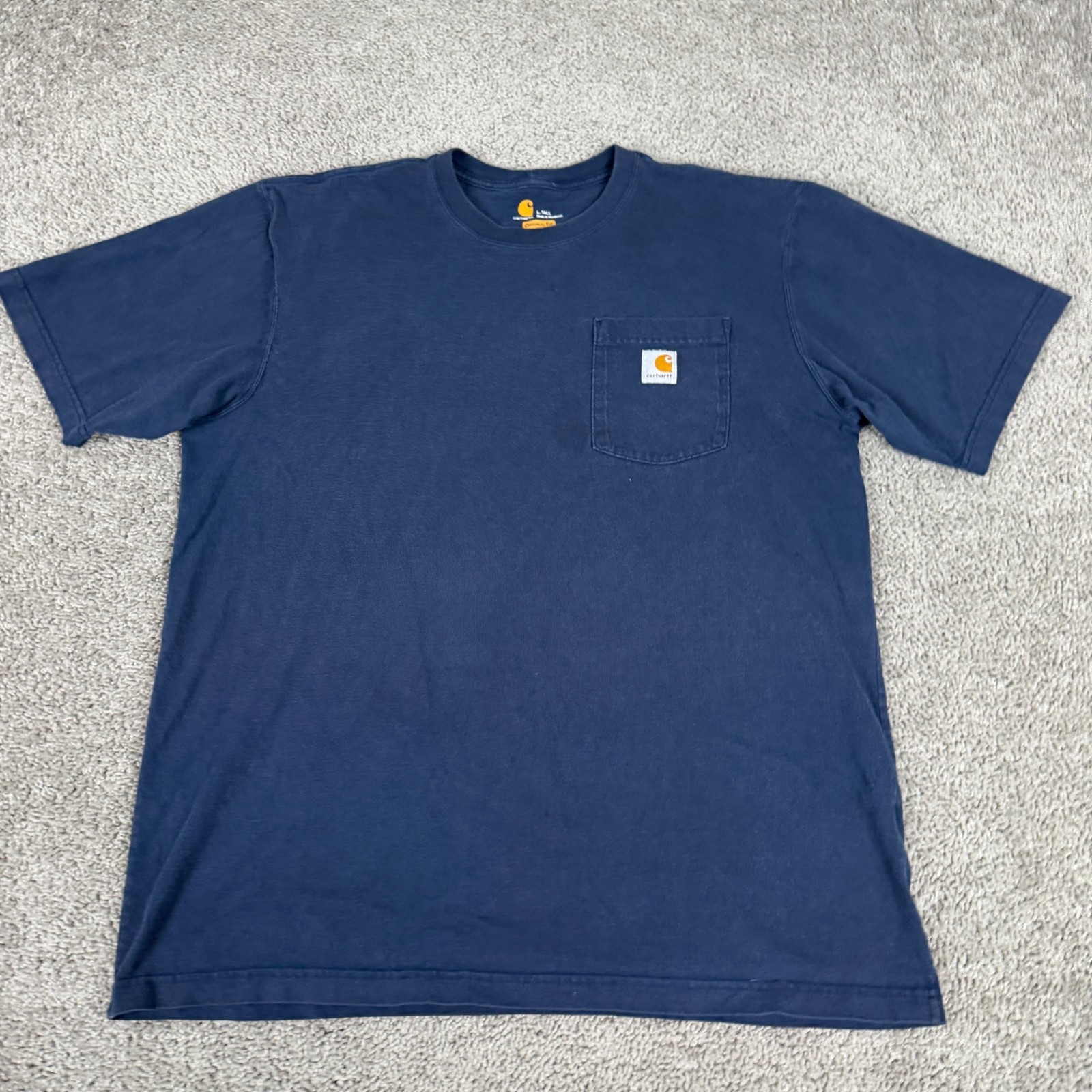 Carhartt Shirt Mens Large Tall Navy Blue Short Sleeve K87 Workwear Cotton