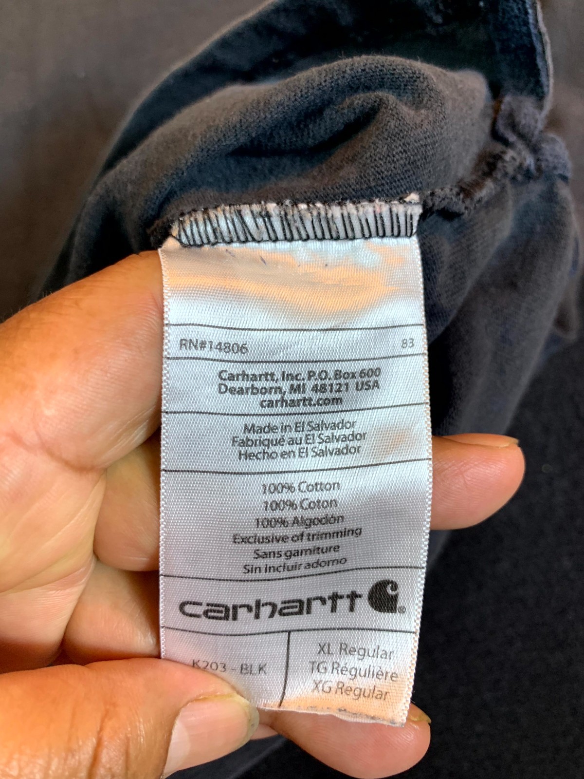 Carhartt Shirt Mens XL Black Ring Spun Cotton Logo Ribbed Relaxed Fit Mock Neck
