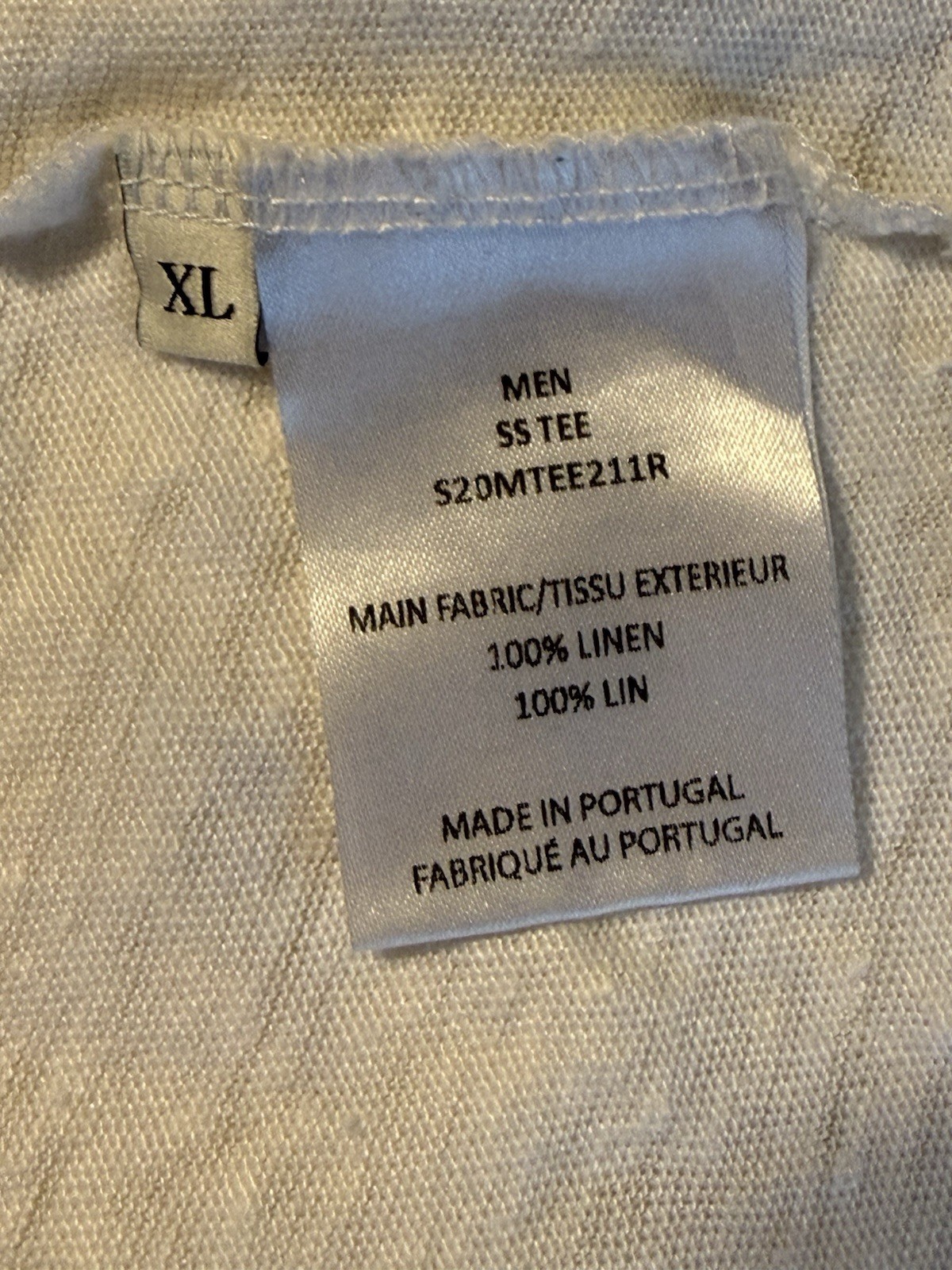 Officine Générale Ivory Linen Tee Shirt ~ XL ~ Made In Portugal ~ Mint!