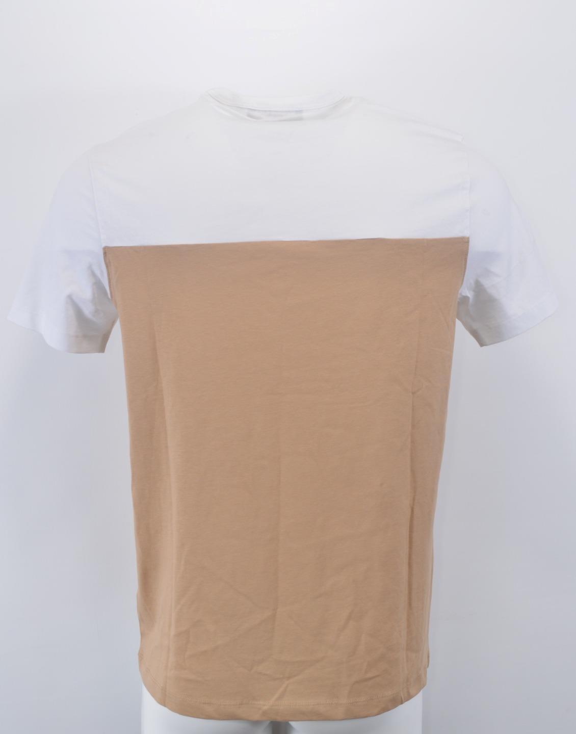 New Michael Kors Colorblock Logo Cotton Short Sleeve T Tee Shirt BEIGE/WHITE M