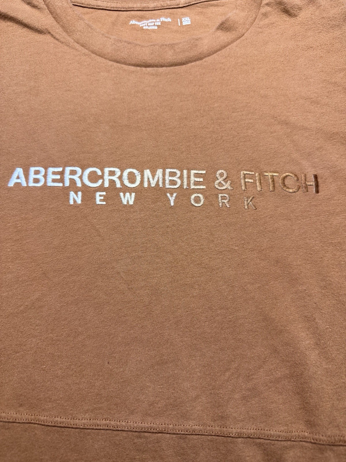 Abercrombie & Fitch Men’s XXL Relaxed Brown Soft A&F Logo Graphic Tee Crew