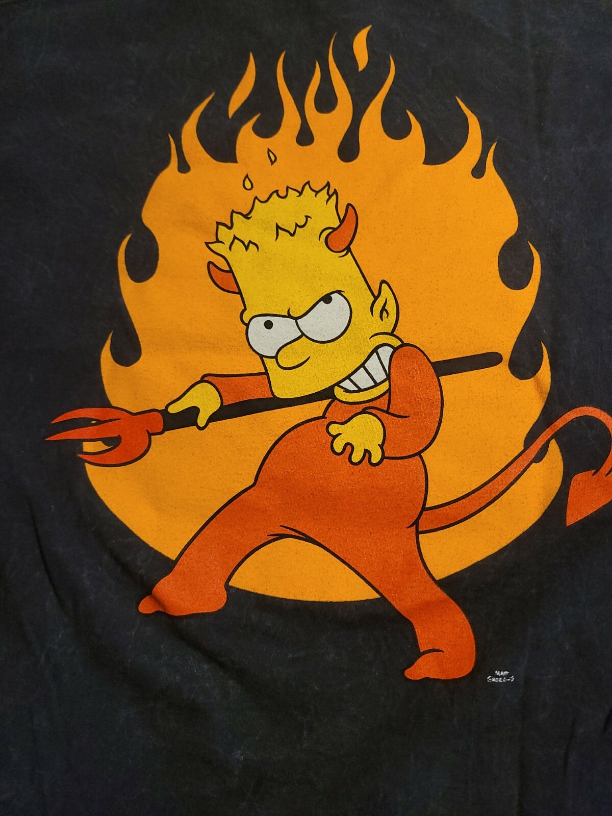 Men’s The Simpsons Devilish Bart Simpson Size L Black T-Shirt 100% Cotton NWT
