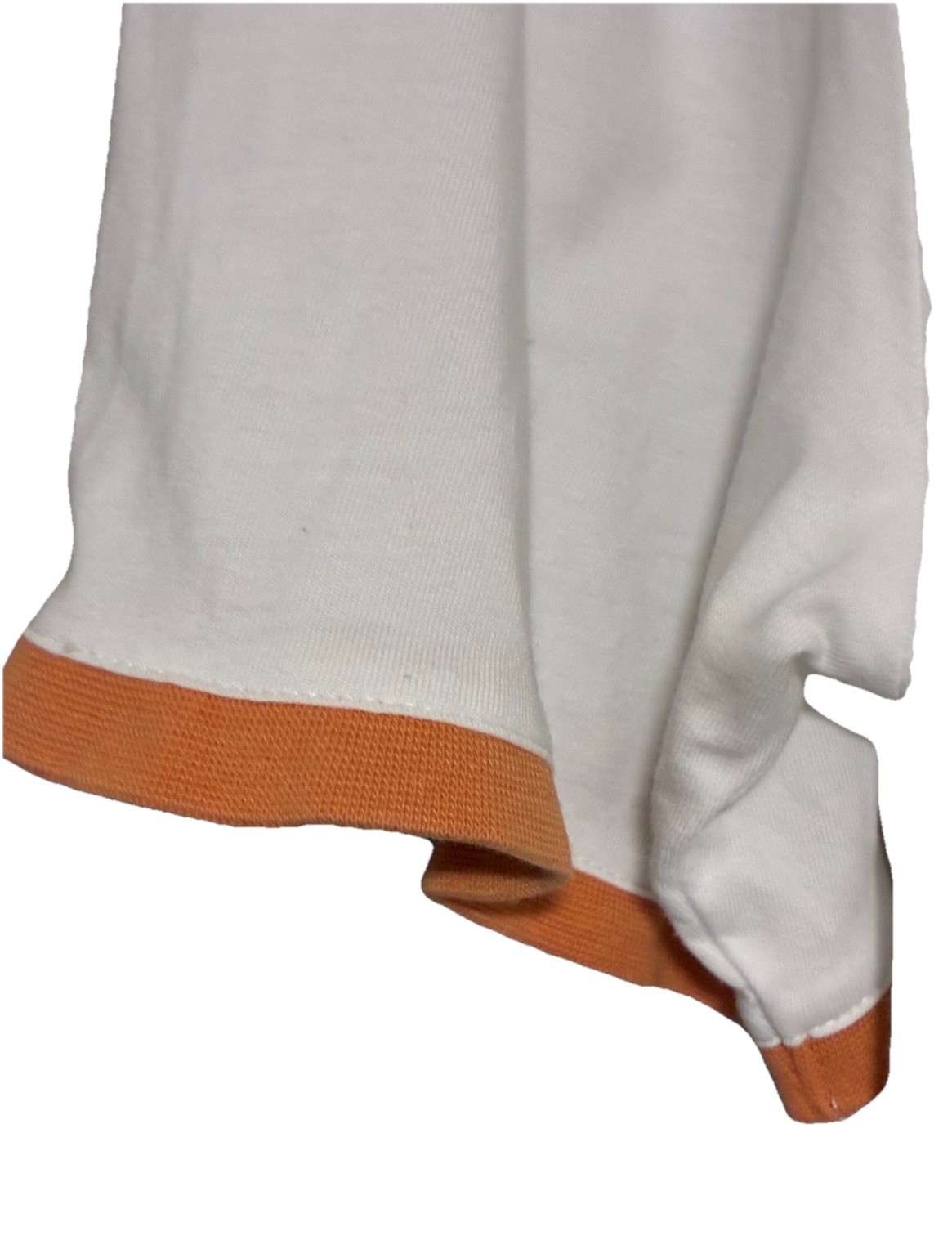Sero Men’s Ringer Tee – Orange/Cream – Lettuce Edge Scalloped Sleeves – Size L