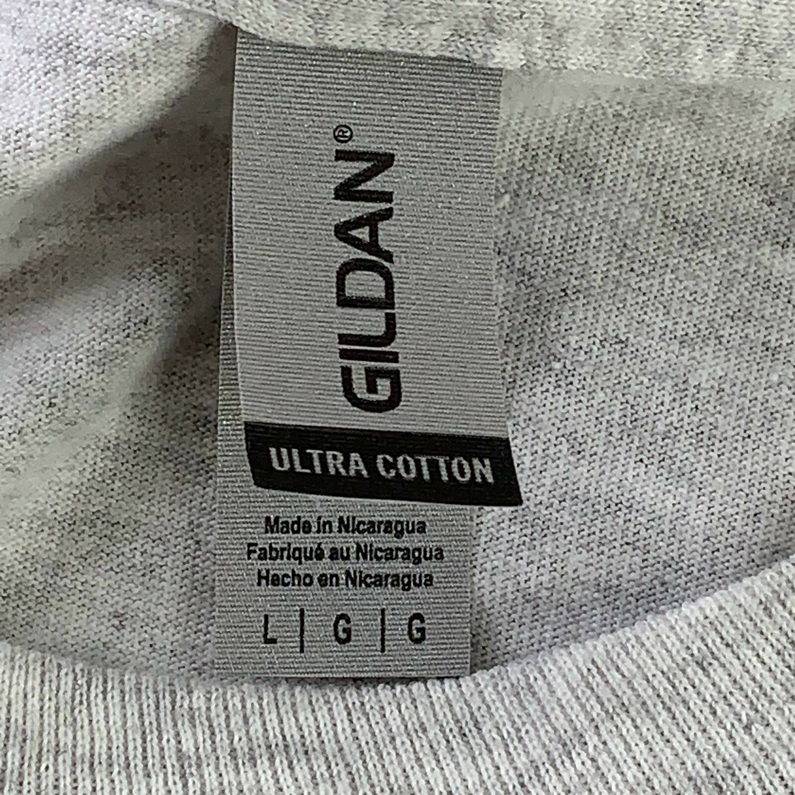 Gildan Mens T-Shirt Gray Heathered Long Sleeve Crew Neck 100% Cotton Tee L New
