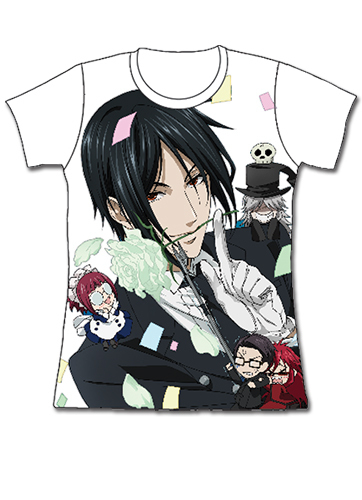 Black Butler Sebastian with a Rose Junior’s T-shirt Anime Licensed NEW