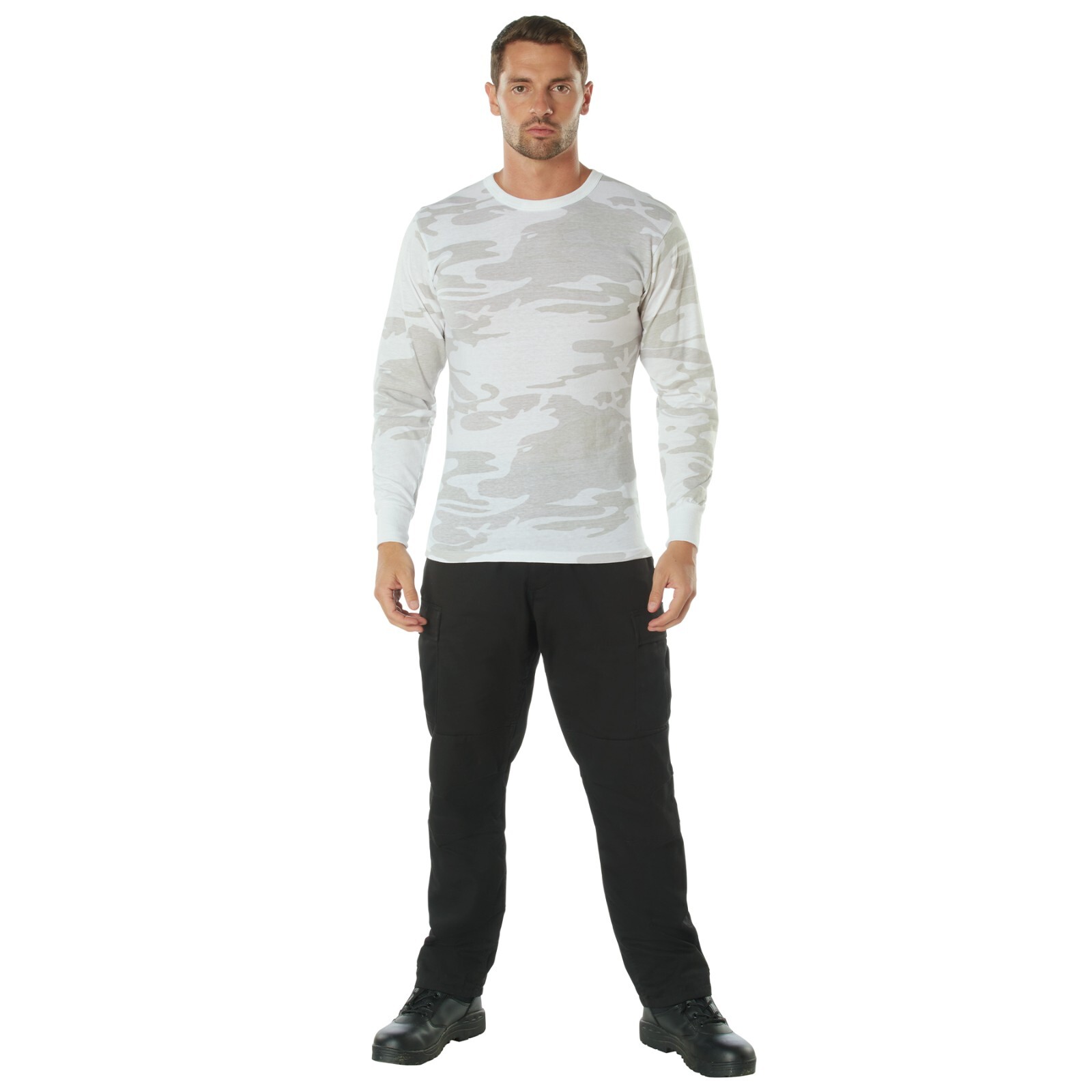 Rothco White Camo Long Sleeve T-Shirt Tactical Military Crew Tee Undershirt