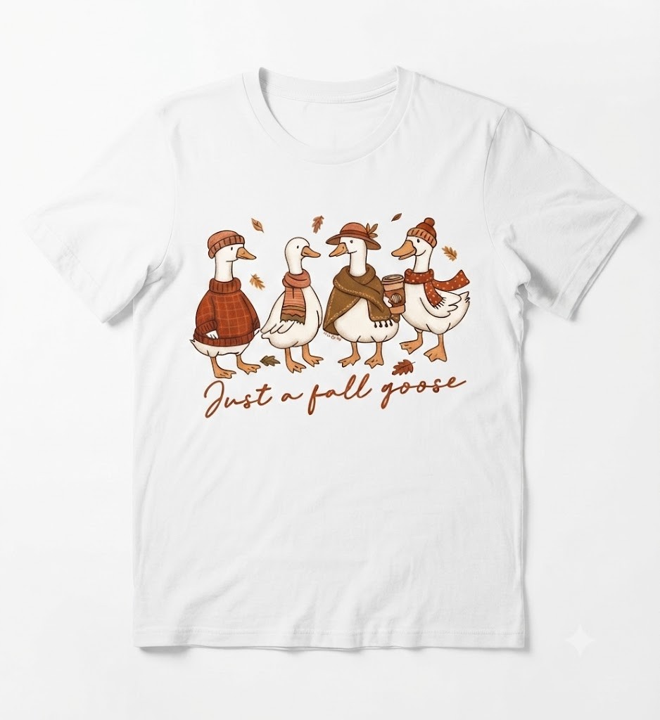 Just A Fall Goose Shirt, Autumn Cozy T-shirt, Fall Vibes Shirt, Silly Goose Tee