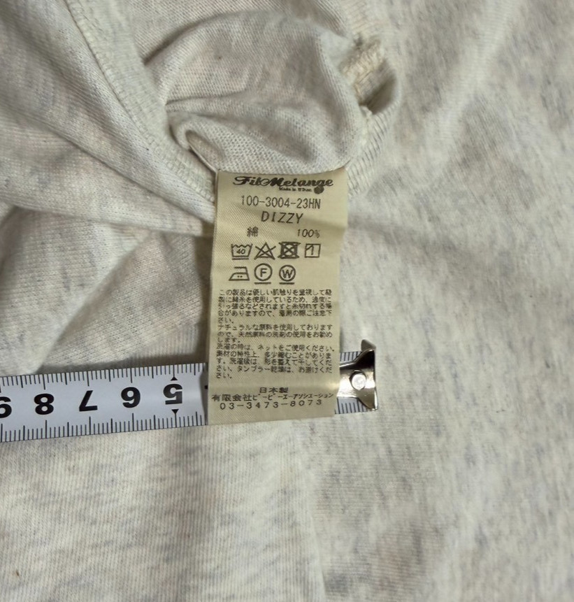 FilMelange Organic Cotton Pocket Tee Gray White Size 5 XL Made in Japan
