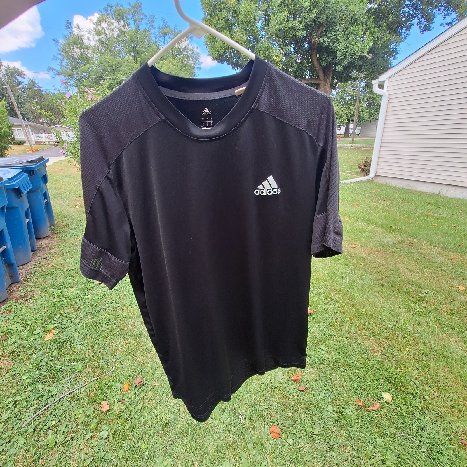 Adidas Shirt Adult L Black Athletic Vented Fishing Gym Climalite Mens Jogging