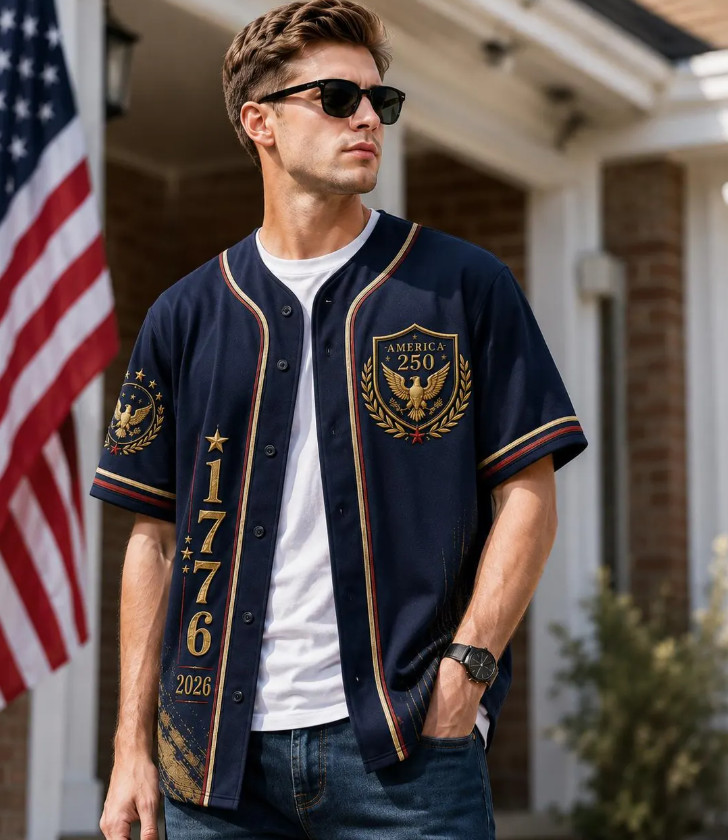 USA 250th Anniversary Baseball Jersey 1776-2026 Patriotic Liberty Bell Shirt
