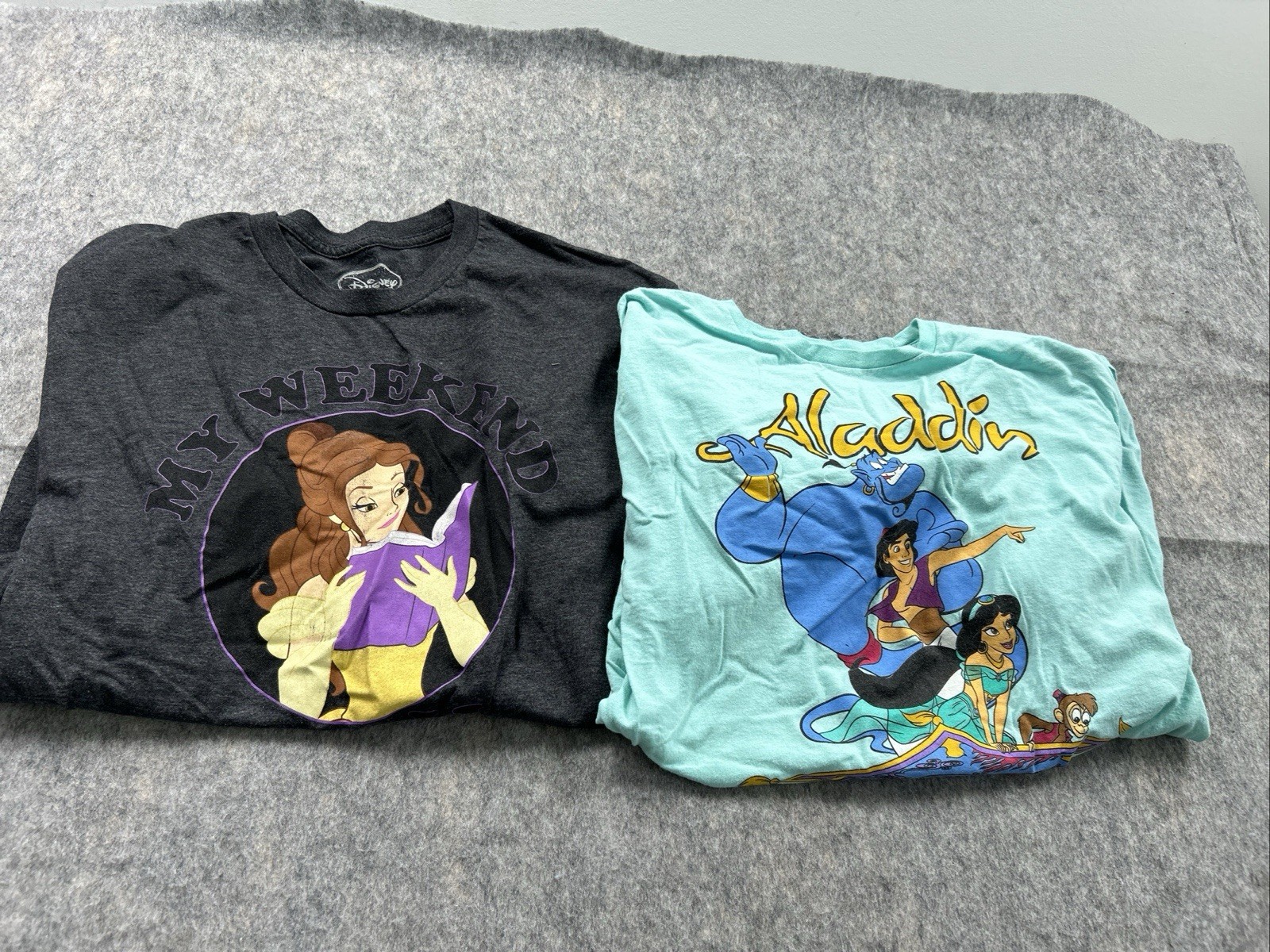 Disney Belle And Aladdin Magic Carpet Genie Teal Green T Shirt Jasmine Abu 2XL
