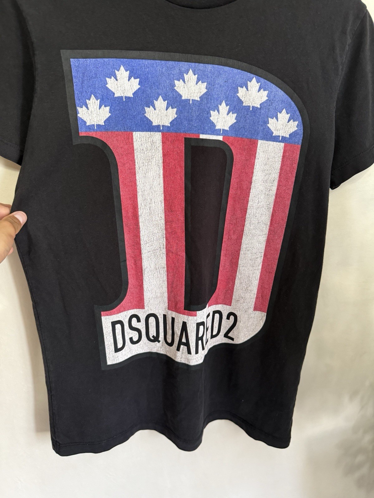 Dsquared2 Big Logo Black T-Shirt Men’s Size M Made In Italy