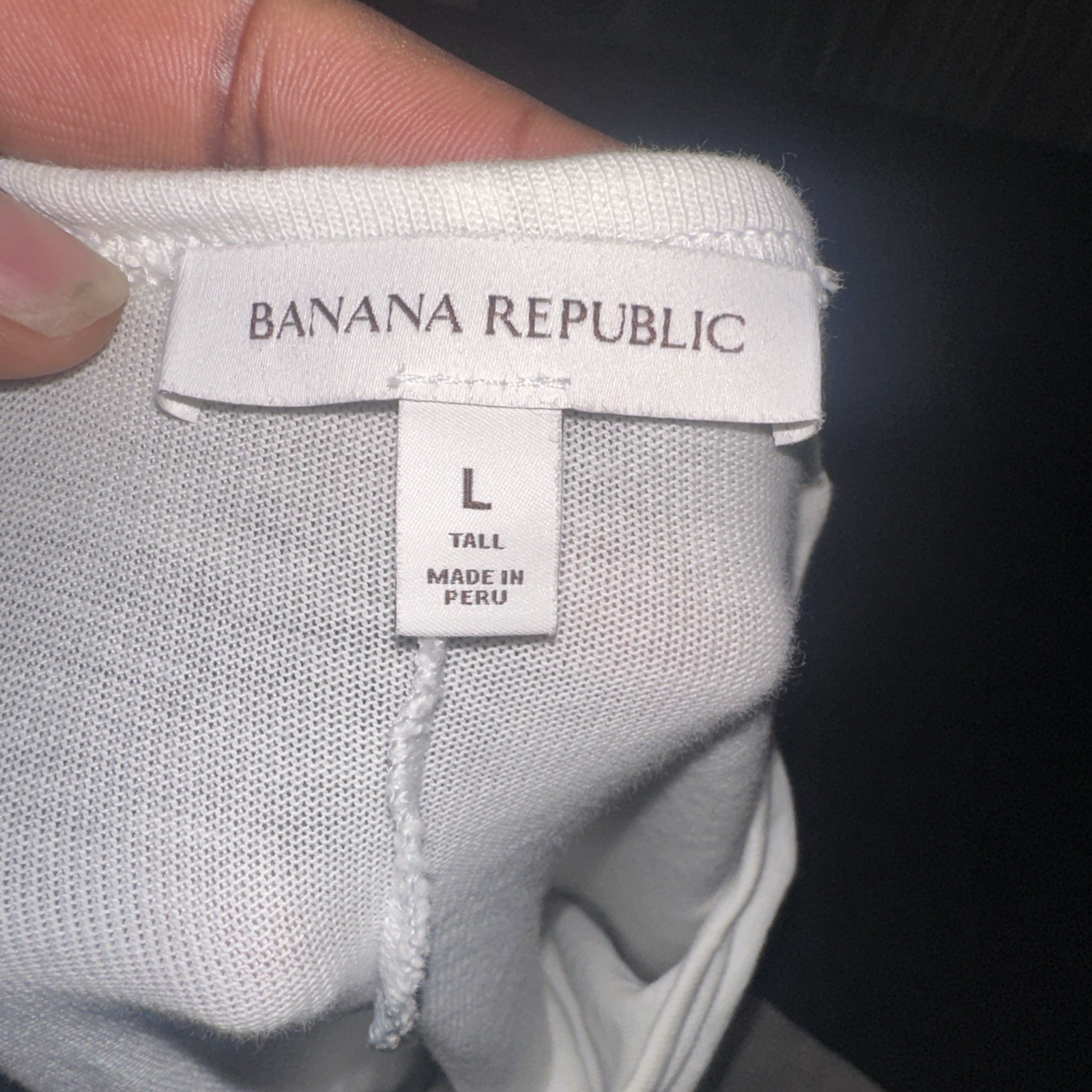 Banana Republic Large Tall White Long Sleeve T-Shirt