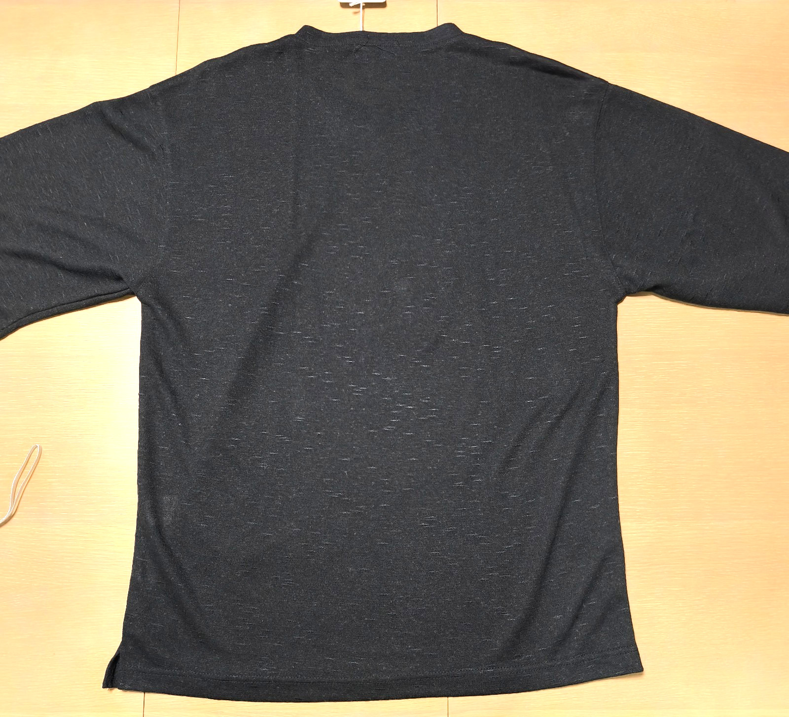BARONIO Japan Oversized V-Neck T-Shirt Gray Slub Knit Resort Casual Size Free
