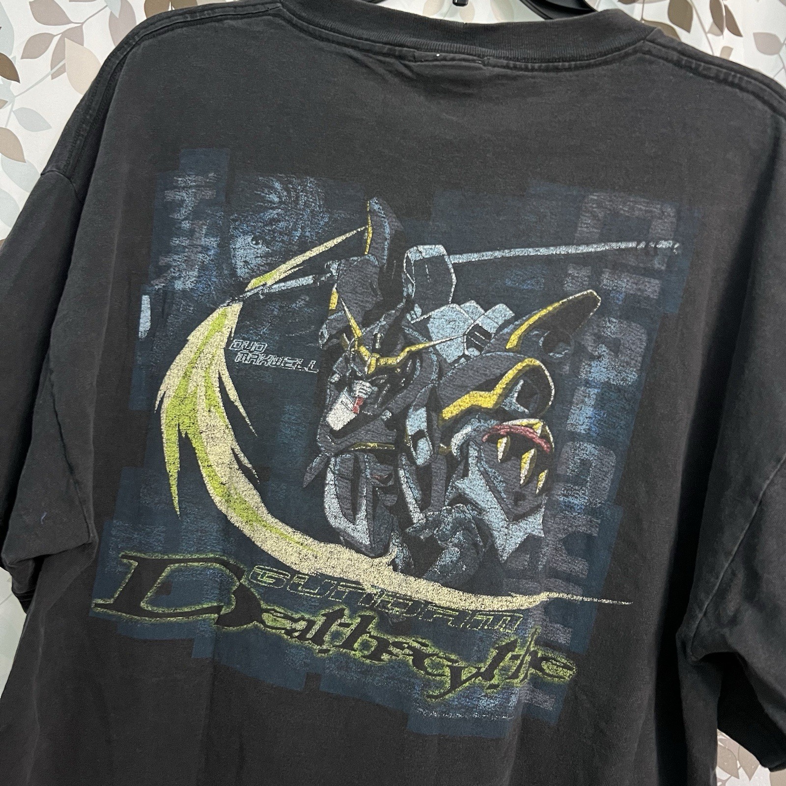 vintage Gundam Deathscythe Duo Maxwell Black Cotton Graphic T-Shirt L (22.5×29)