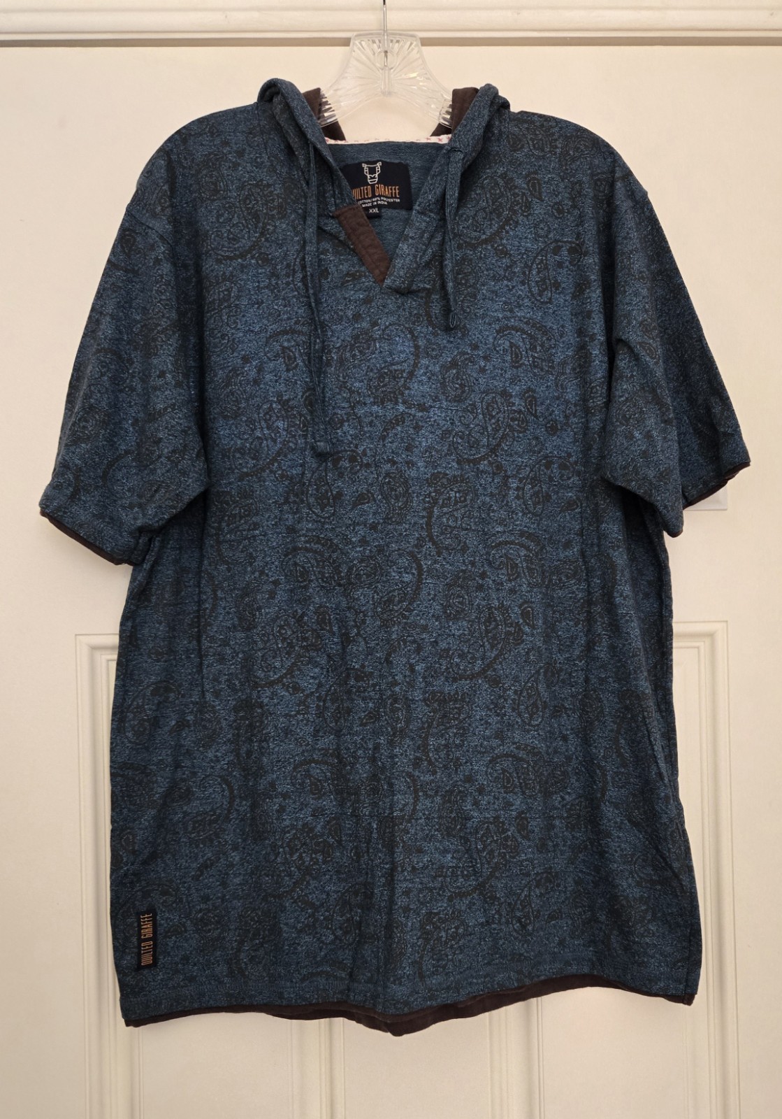 Quilted Giraffe Hoodie Men XXL Green Brown Short Sleeve Logo T-Shirt