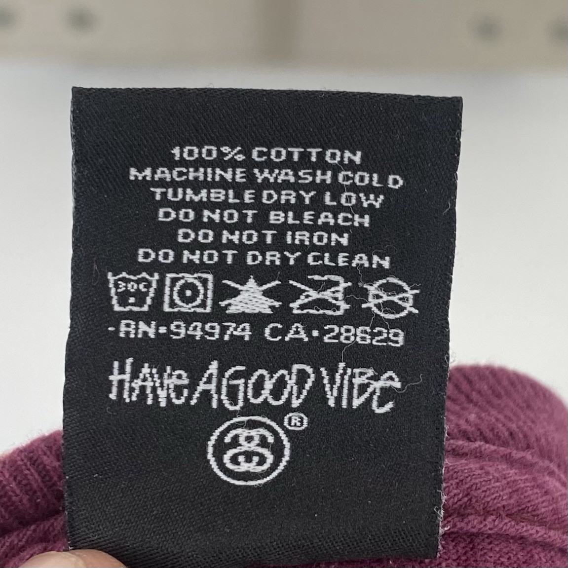 Stussy World Tour T Shirt Wine Red Medium Men’s Crew Neck Tee Spellout