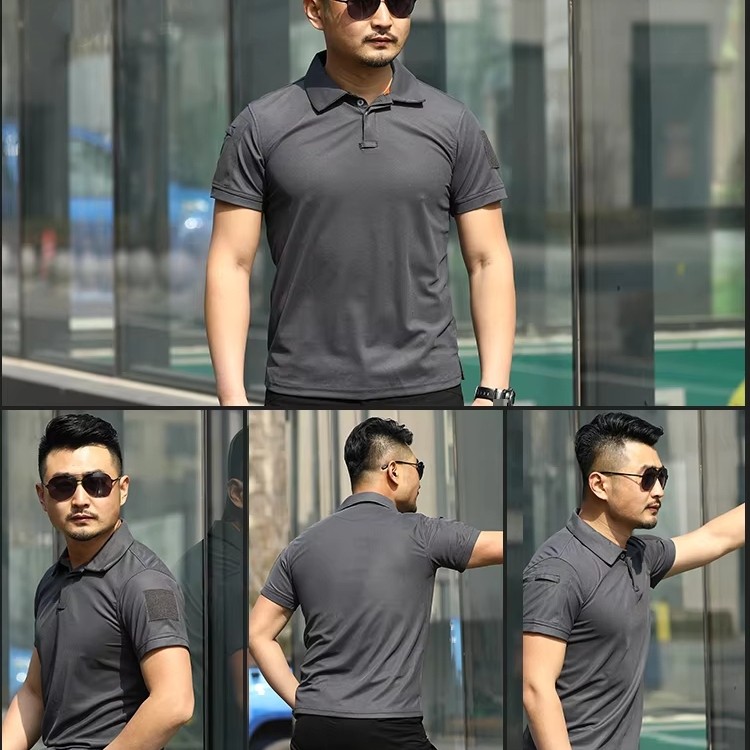 Men’s Tactical Polo T-Shirt Quick Dry Combat Short Sleeve Team Work Casual Shirt