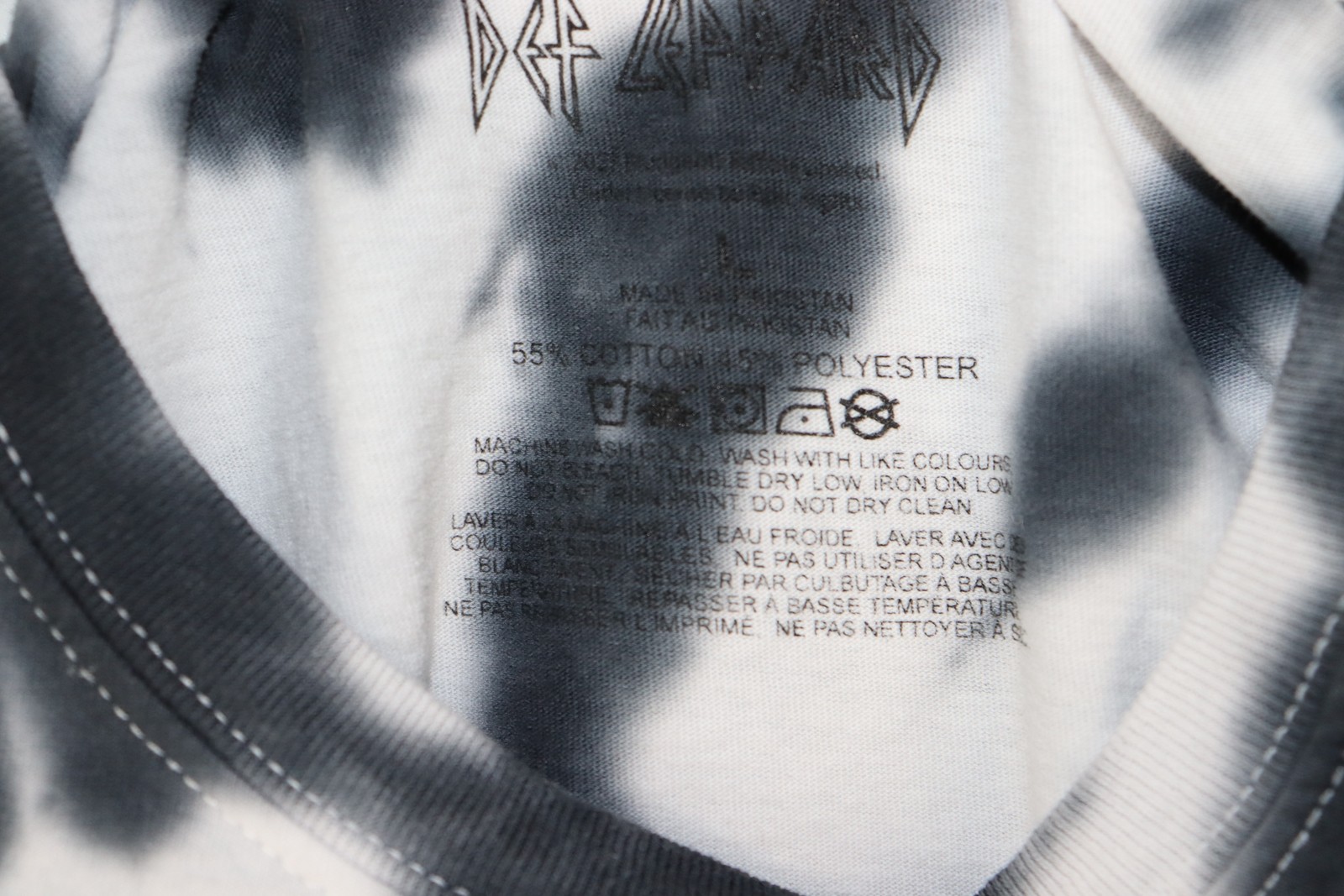 Def Leppard Shirt Mens Large Black White Tie Dye Animal Graphic Band Tee Rock