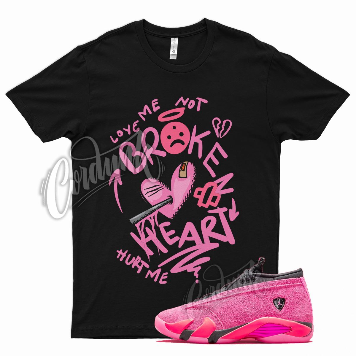Black BROKEN T Shirt for Air J1 14 Shocking Pink Hyper Racer Punch Vivid