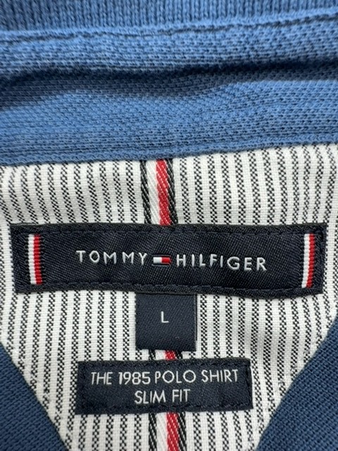 Tommy Hilfiger Polo Shirt Mens Blue Slim Fit Size L 1985