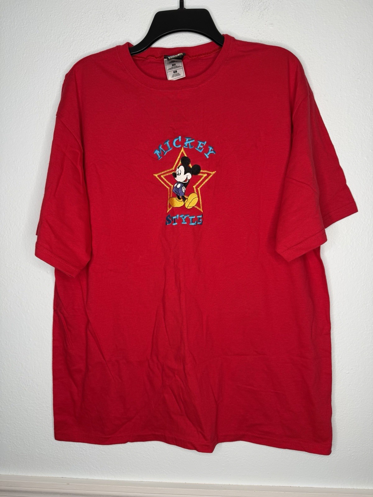 Mickey Unlimited Vintage 90s Y2K Mickey Mouse Embroidered T Shirt Disney Red