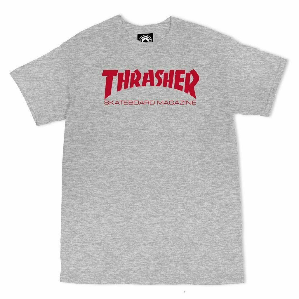 Thrasher Magazine SKATE MAG LOGO Skateboard T Shirt ASH GREY w/RED Logo