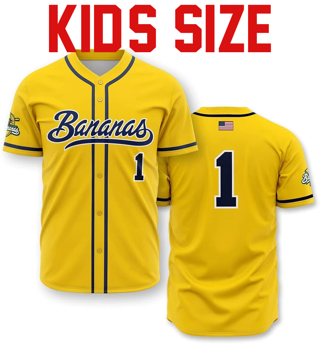 NEW Savannah Bananas Baseball Jersey Team Yellow Kids Youth Size QT801