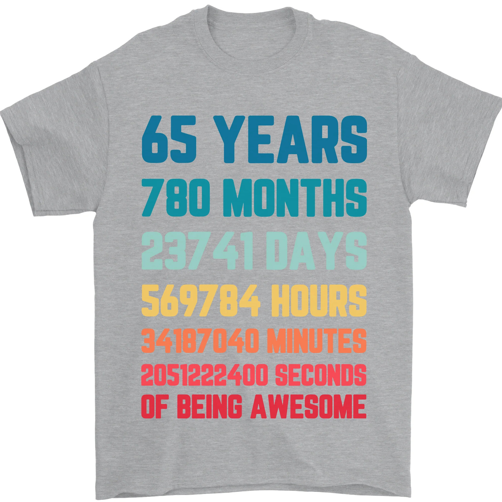 65th Birthday 65 Year Old Mens T-Shirt 100% Cotton