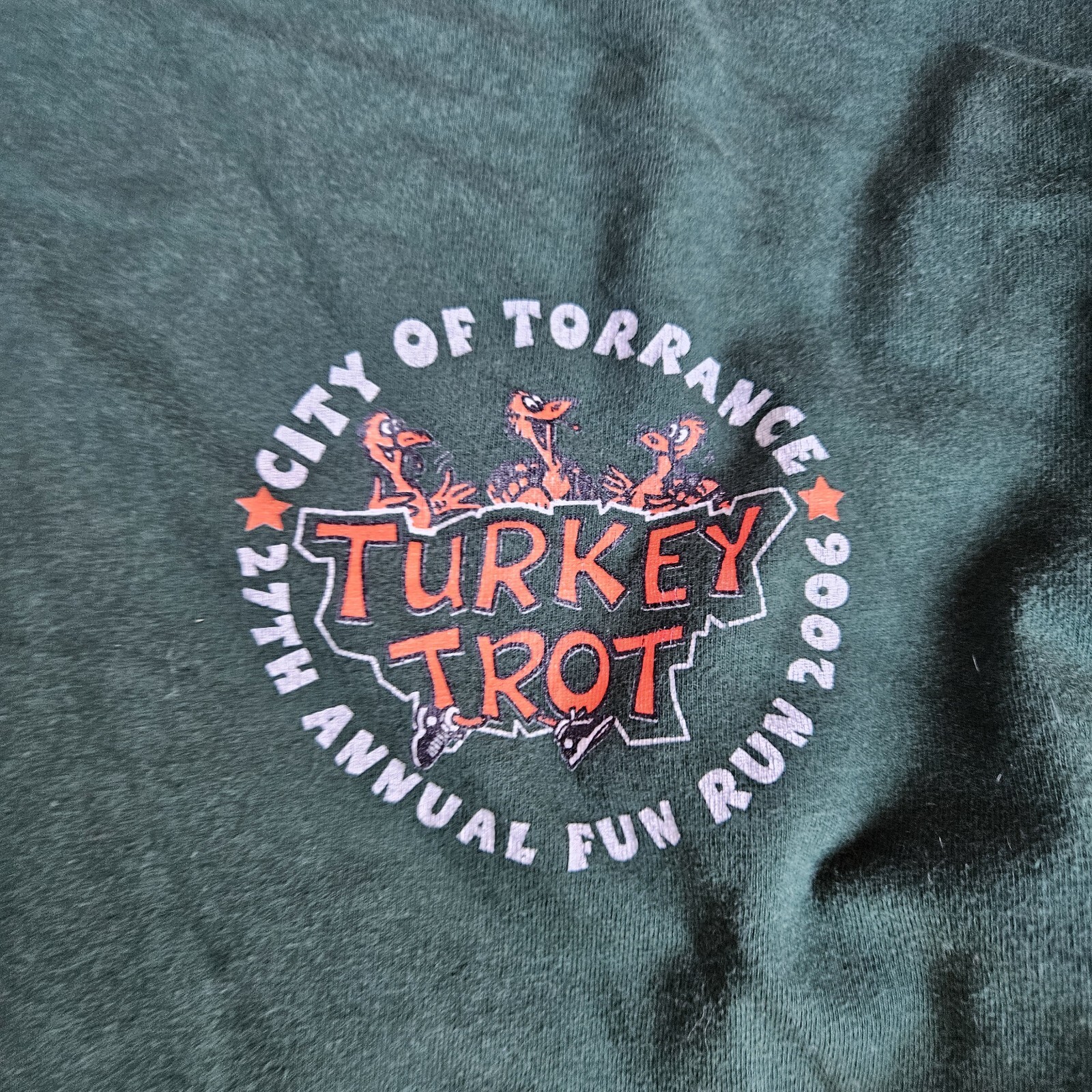 Torrance Turkey Trot 2006 Green Thanksgiving Tee T-Shirt Size L