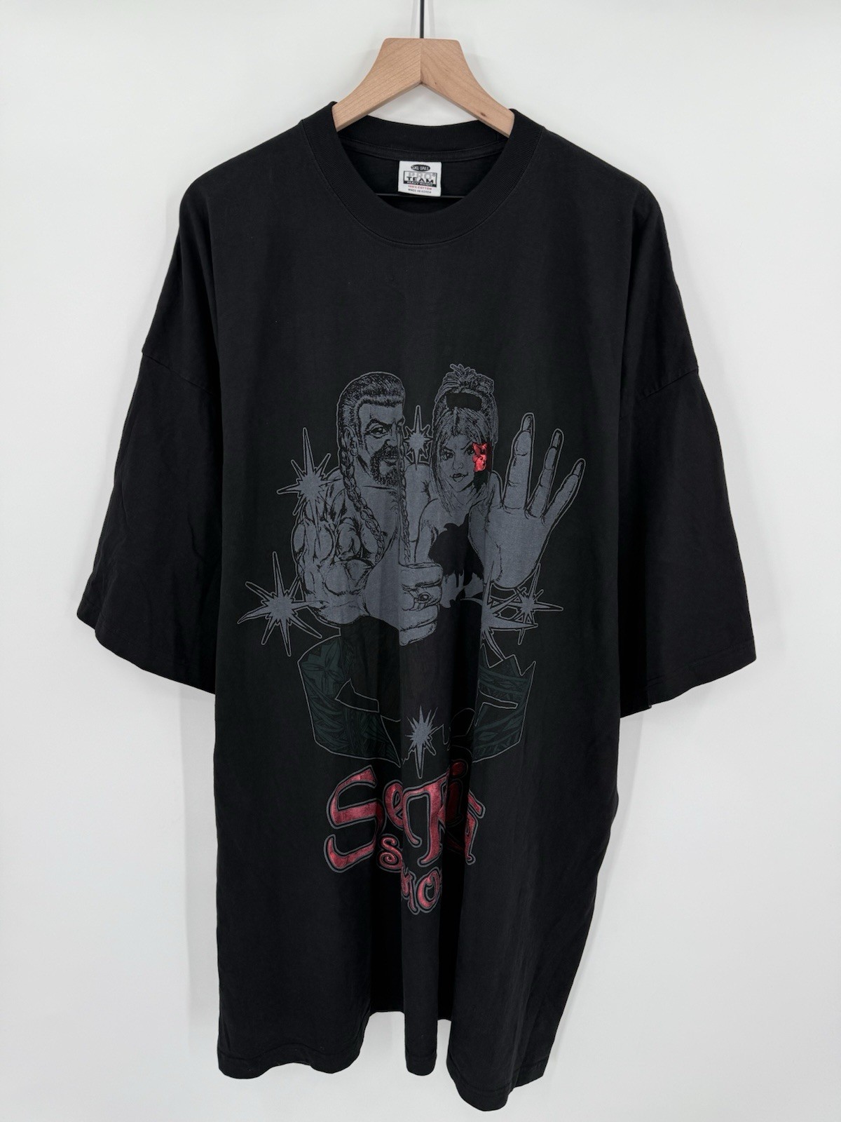 Vintage Pro Team Shirt Men’s 5XLT Tall Black Crew Heavy Weight Graphic Print