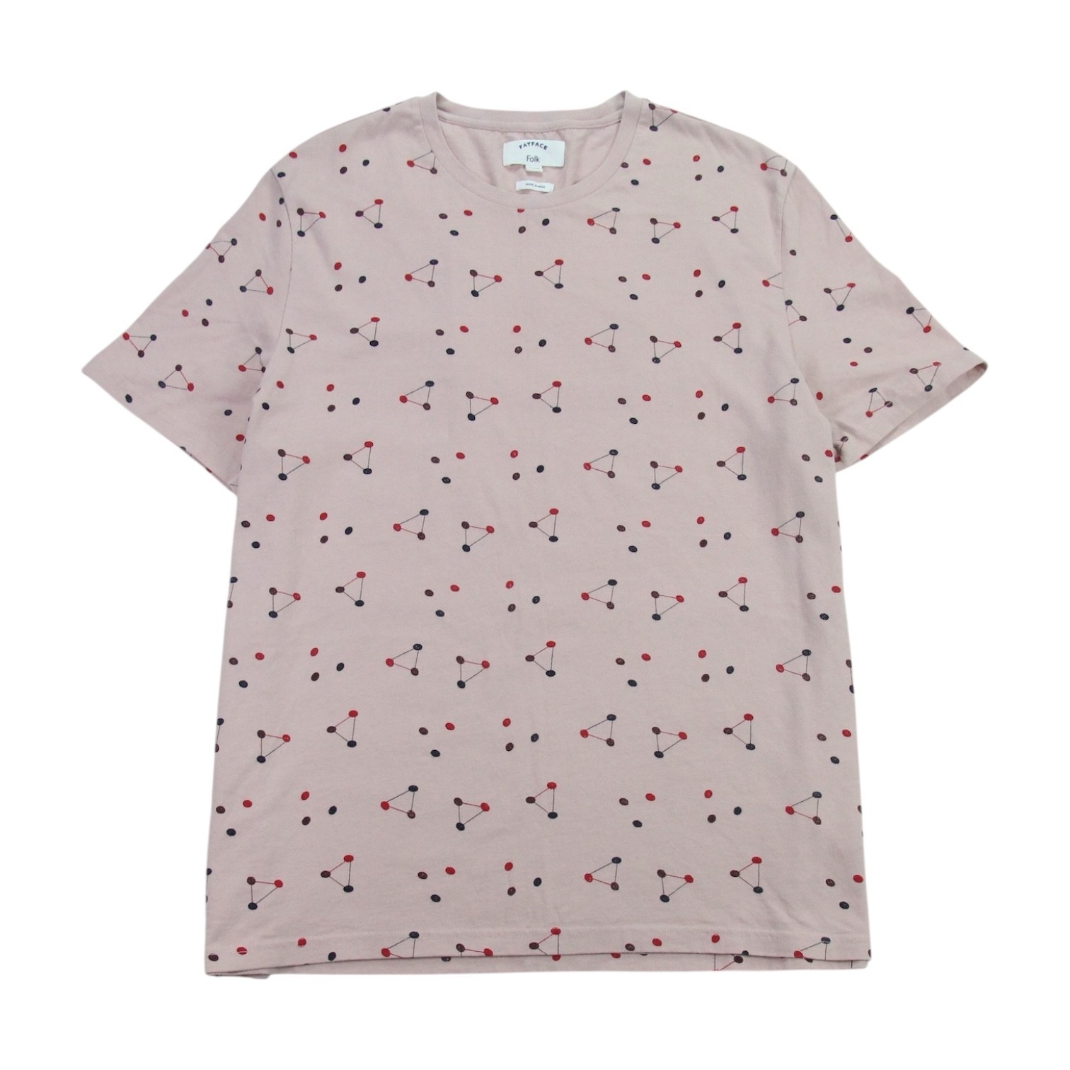 Folk T Shirt Mens 3XL Pink Crew Neck Cotton Fat Face Polka Dot Tee T-Shirt XXXL