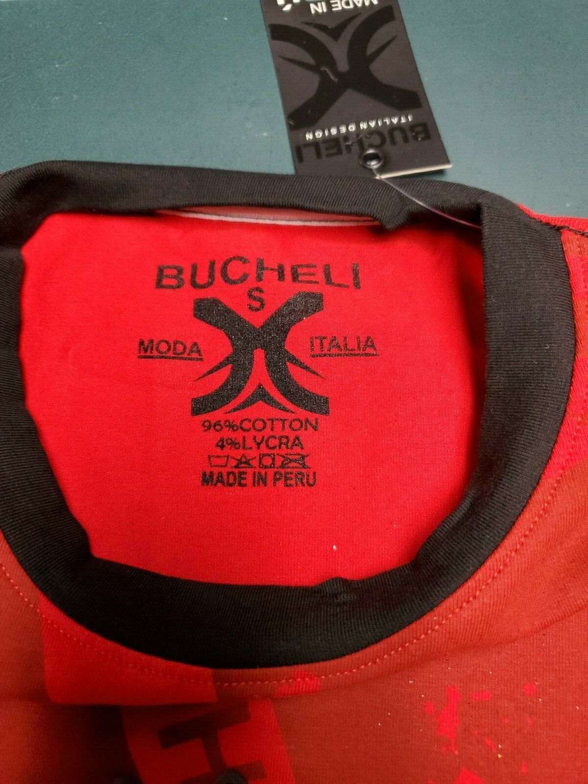 Men’s Bucheli Slim Fit Red Cotton/Lycra Stretch Fashion Tee Free Ship
