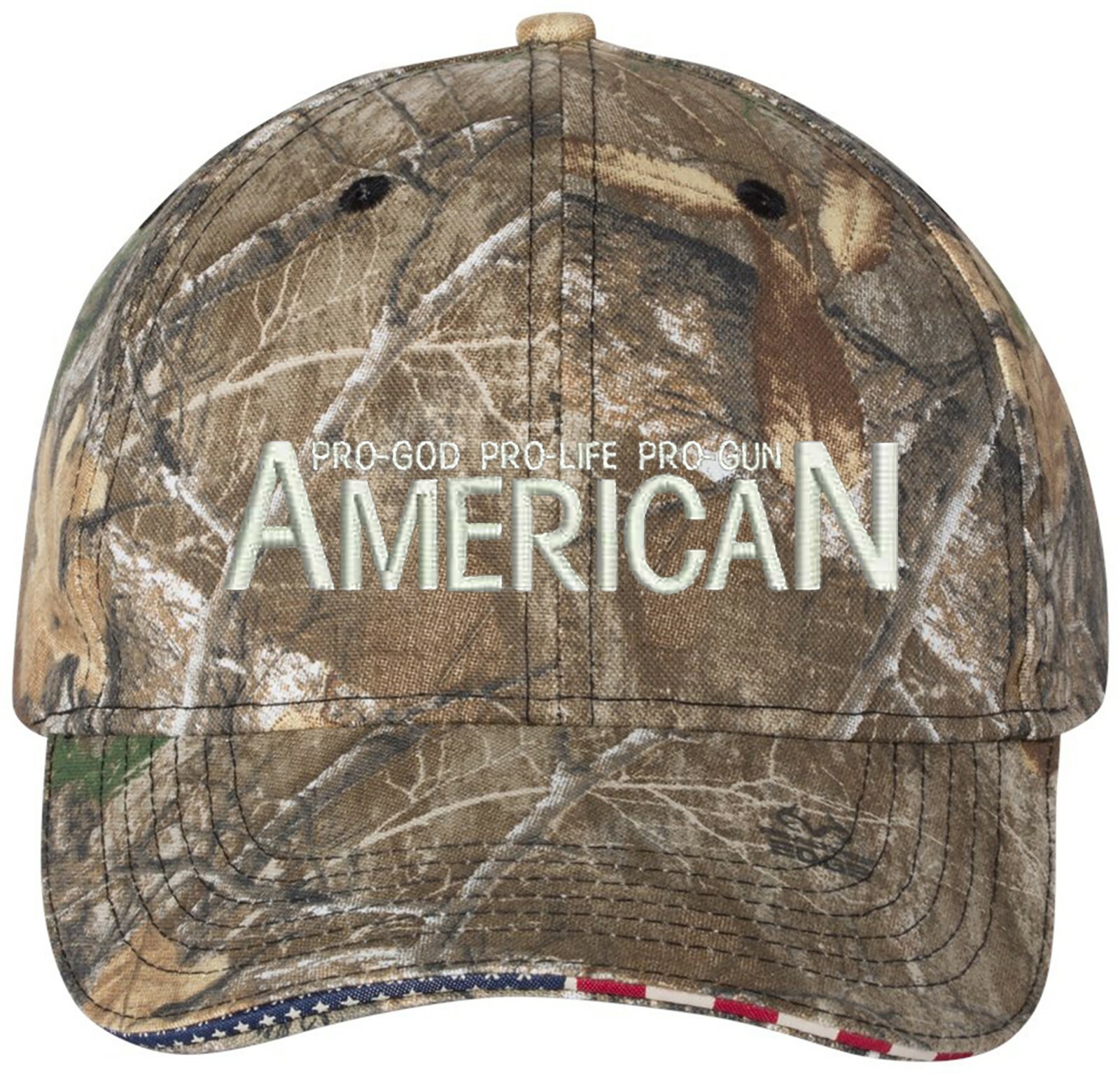 Pro God Pro Life Pro Gun 1 Color Embroidered Camo Structured Adjustable Hat