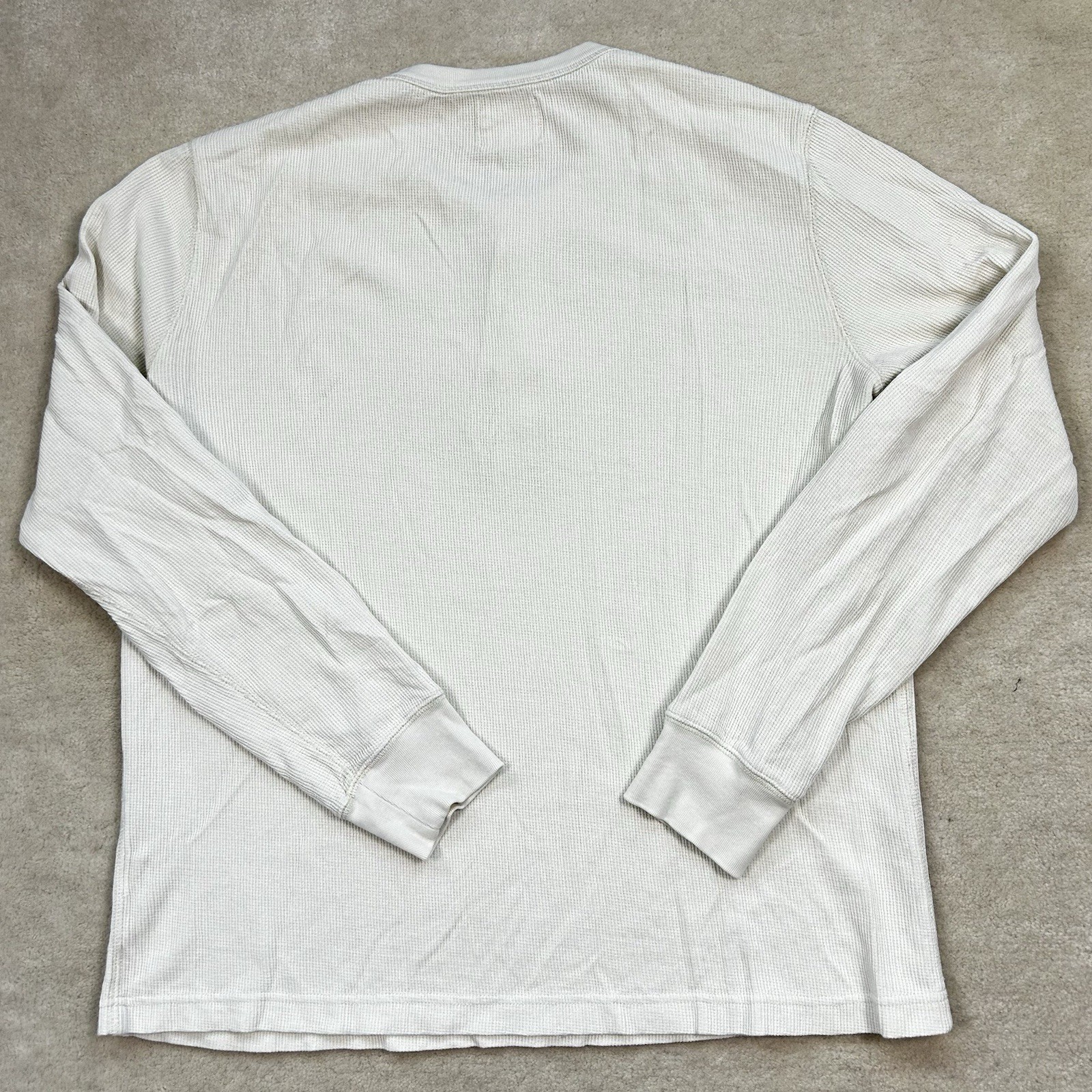 Buck Mason Vintage Thermal Henley Shirt Off White Beige Waffle Men Large Cotton