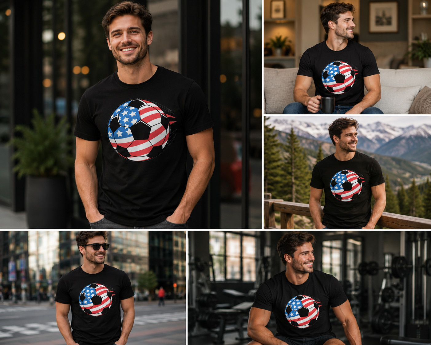 USA Flag Soccer Ball Shirt American Patriotic Football Fan Tee 2026 Unisex