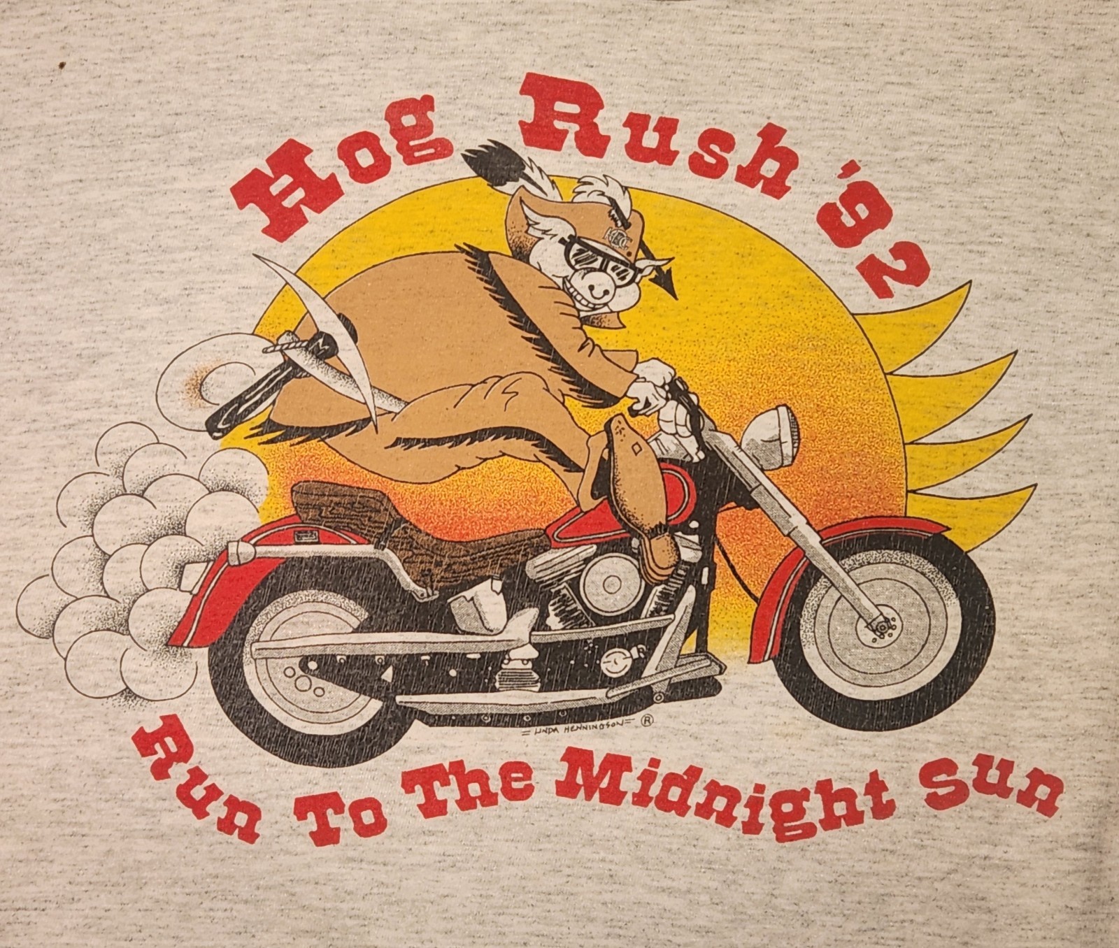 Hog Rush 92 Run To The Midnight Sun 50th Harley Owners Group L Tshirt As Picture