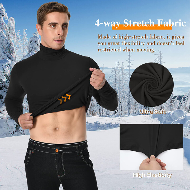 Mens Turtleneck Pullover Long Sleeve Jumper Top Warm Casual Slim T-Shirt Thermal