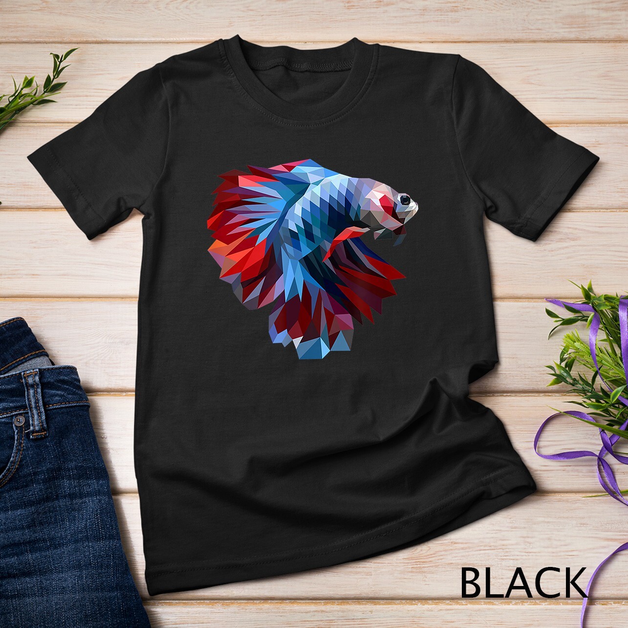 Colorful Geometric Betta Fish, Dad Mom Boy Girl Birth-day T-Shirt Unisex T-shirt