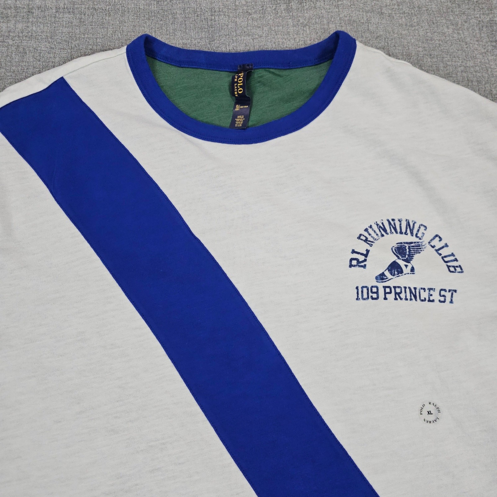 NWT Polo Ralph Lauren Shirt Mens XL White Green Reversible Track Graphic Tee