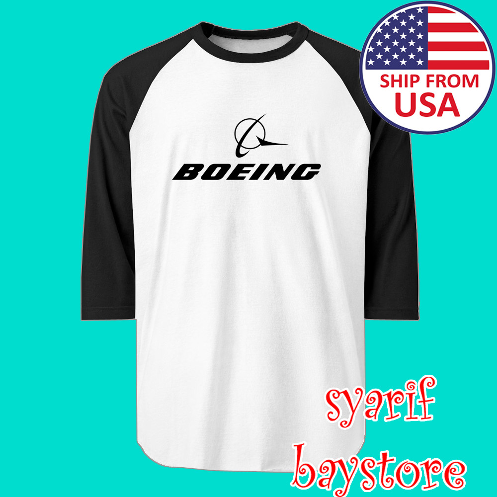 Boeing American Aircraft Men’s Raglan White Black Size S to 2XL