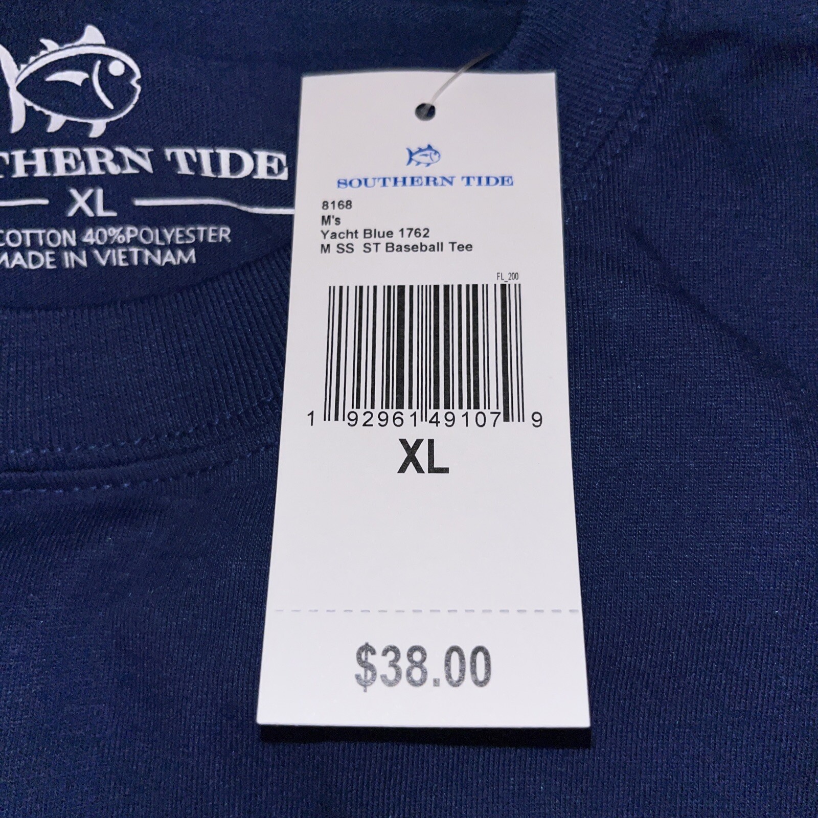 Southern Tide Men XL Tee T Shirt Skipjack Fish Baseball Game Blue NWT New $38