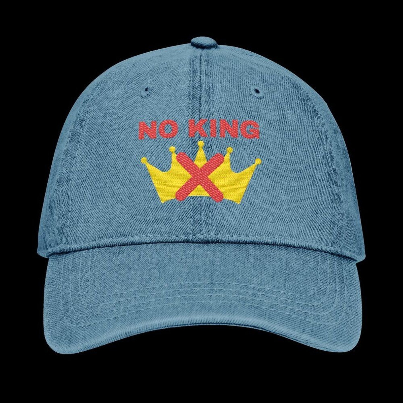 No King Denim Hat, Indivisible Ball Cap, Embroidered Hat, Political Headwear