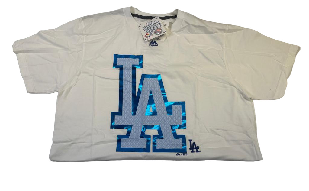 Majestic Men s Los Angeles Dodgers Push Through Short-sleeve T-shirt,White,Large