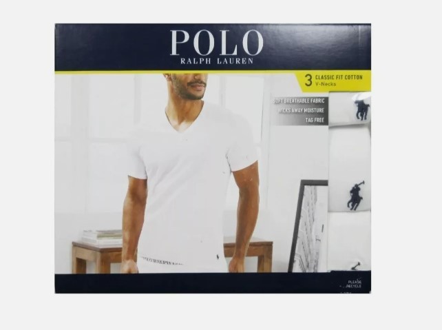 3-PK RALPH LAUREN POLO SIZES S M L XL XXL GRAY V NECK COTTON T SHIRT UNDERSHIRT