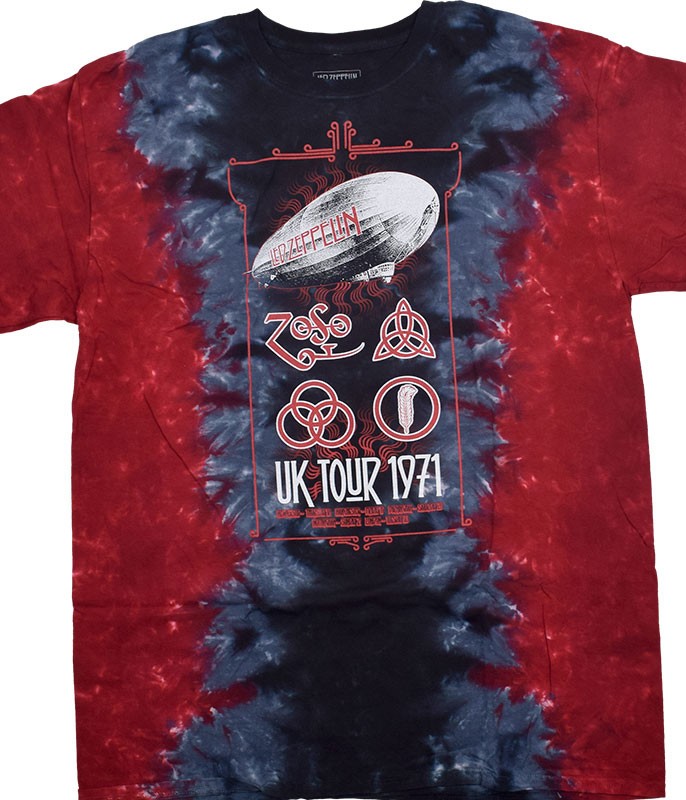 Led Zeppelin UK Tour 71 Clearance Tie-Dye T-Shirt Liquid Blue