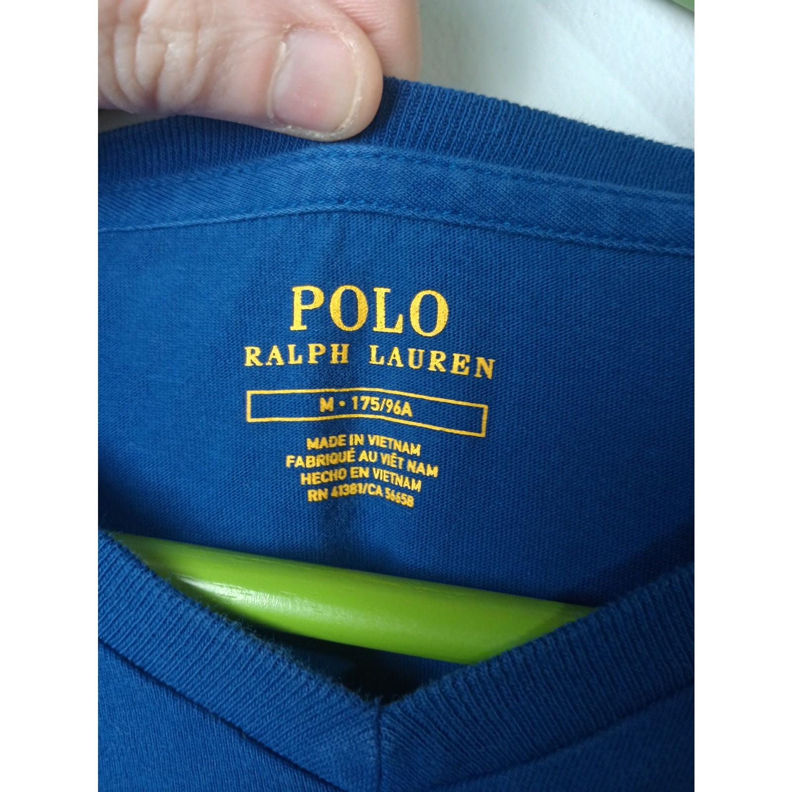 Polo Ralph Lauren Long Sleeve T-Shirt Blue V-Neck Medium Men’s Pull On Preppy