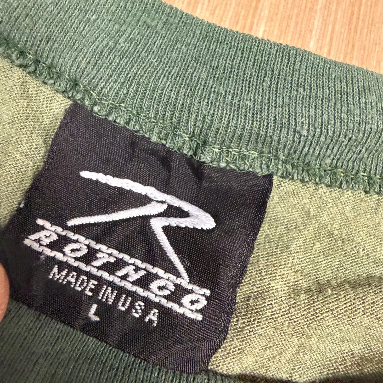 Vintage 90s Rothco Camo Ringer Large Single Stitch T Shirt Made in USA army