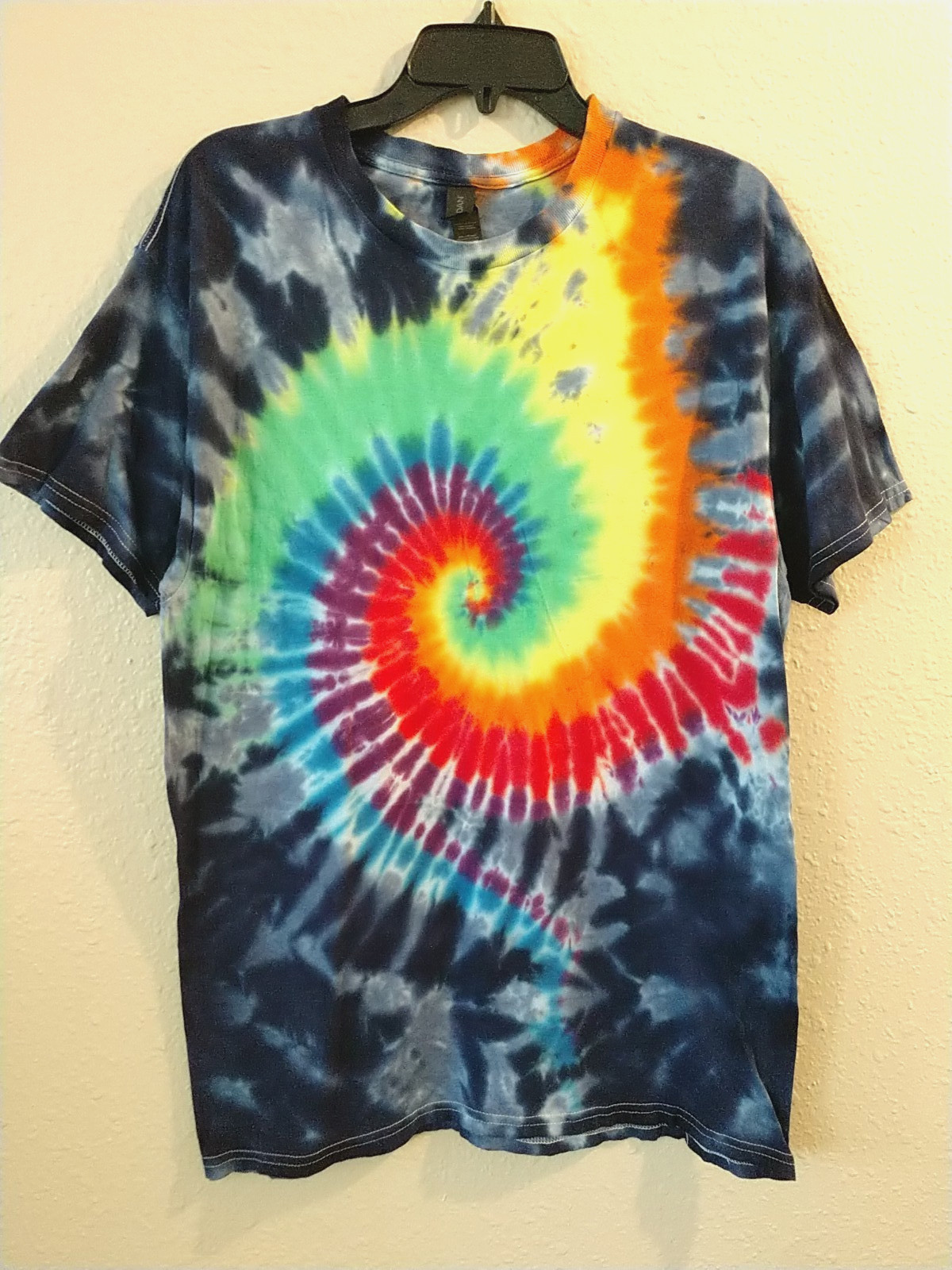 Handmade Spiral Tie Dye Shirt Unisex Men Women Sz L Hippie Cotton Gildan (T151)