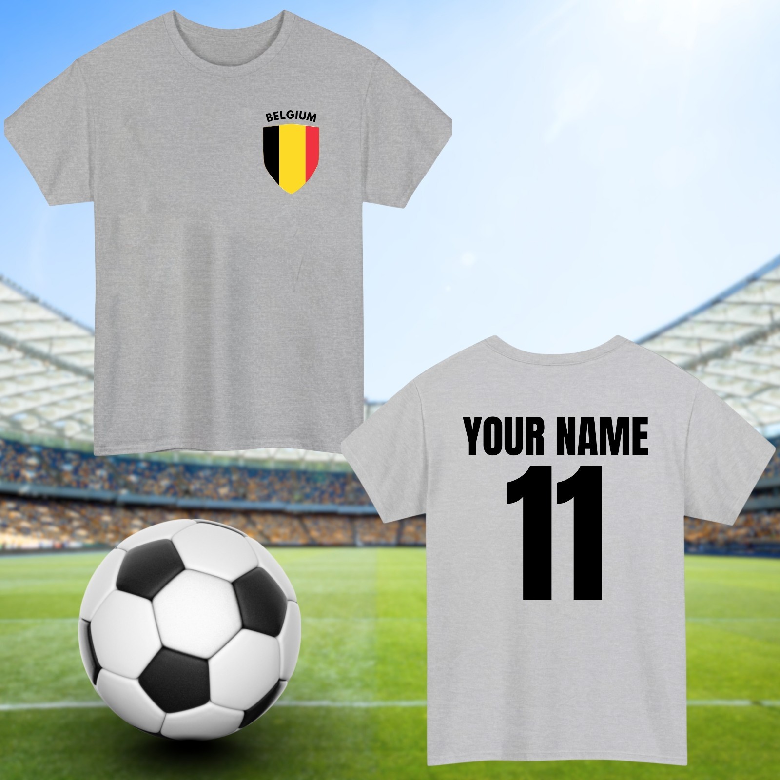 Personalised Belgium Football T-Shirt Custom Name And Number Sports Lover To